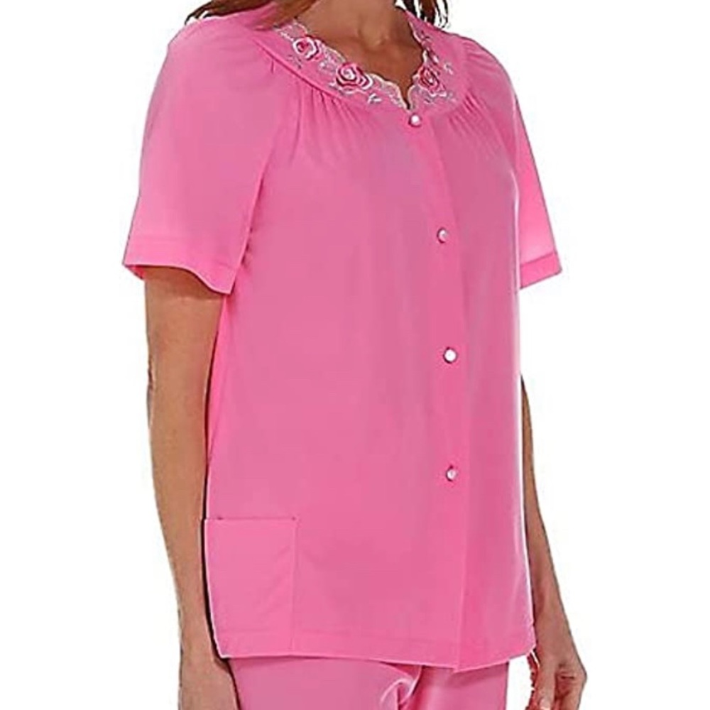 Vintage Shadowline light pale pink and green Pajama Set size 38 fits size 6-8